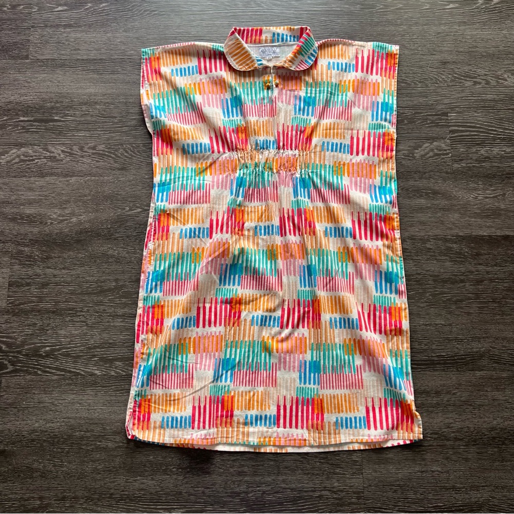 Holly Shae Adair Short Sleeve Mini Caftan Cotton Dress